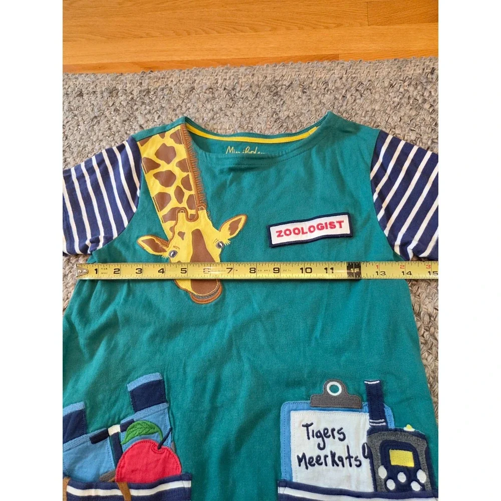 Mini Boden Zoologist Zoo Giraffe Back to School Appliqué Jersey Dress Girls 9-10